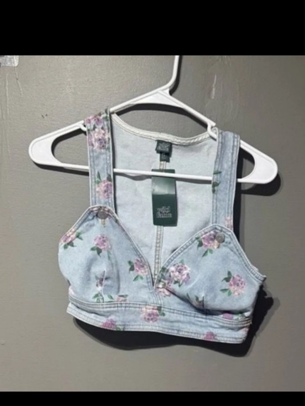 wild fable Light Blue Floral Denim Crop Bralette